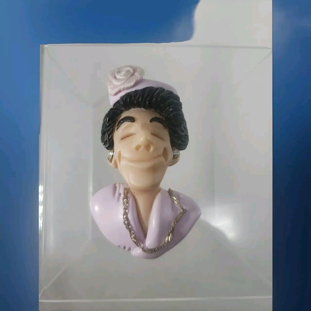 Vintage D Manning Art Magnet Woman Flower Hat Necklace Rare Uncommon Lady Face